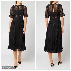 NWT Self Portrait Geometric Lace Midi Dress Size 0
